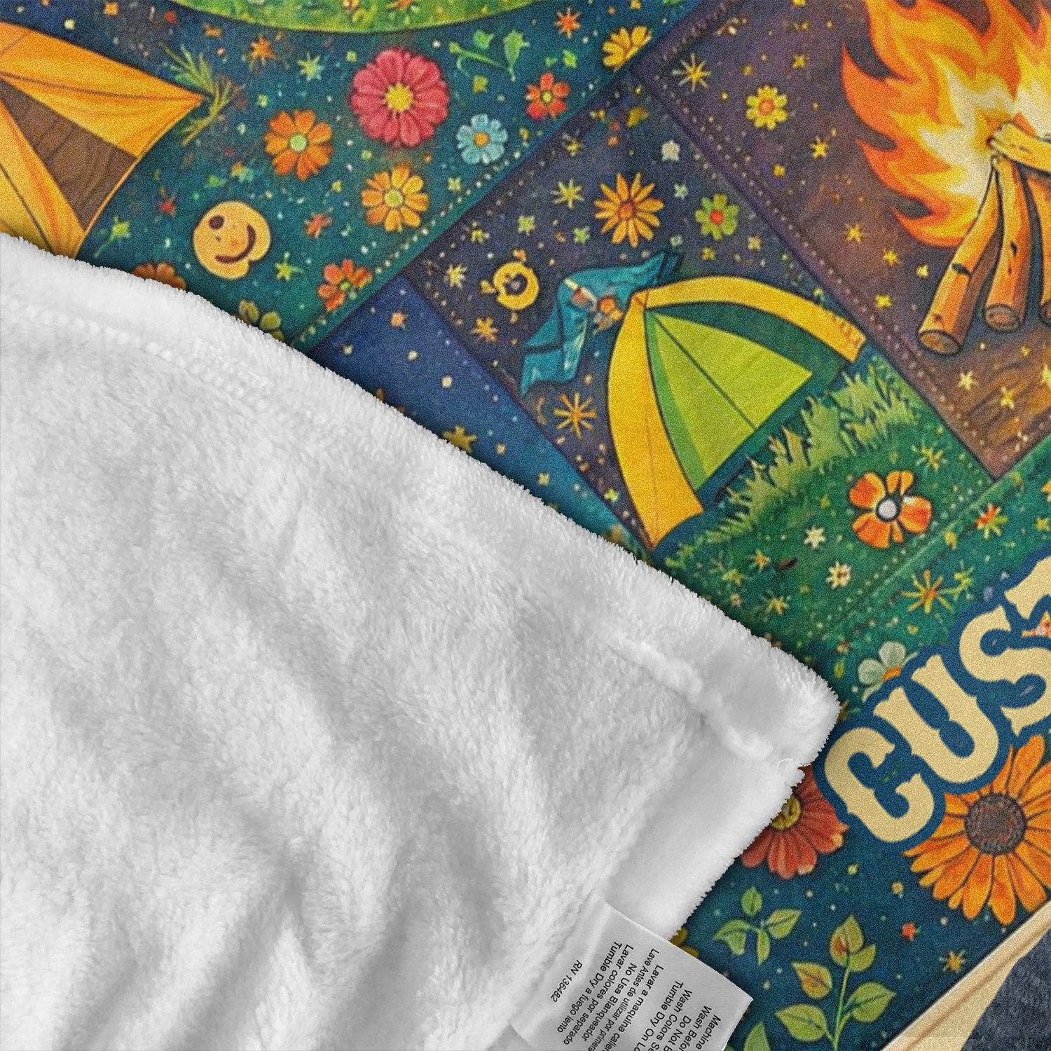Personalized Hippie Peace Camping Blanket – Custom Name Retro Van Life & Nature Lover Gift