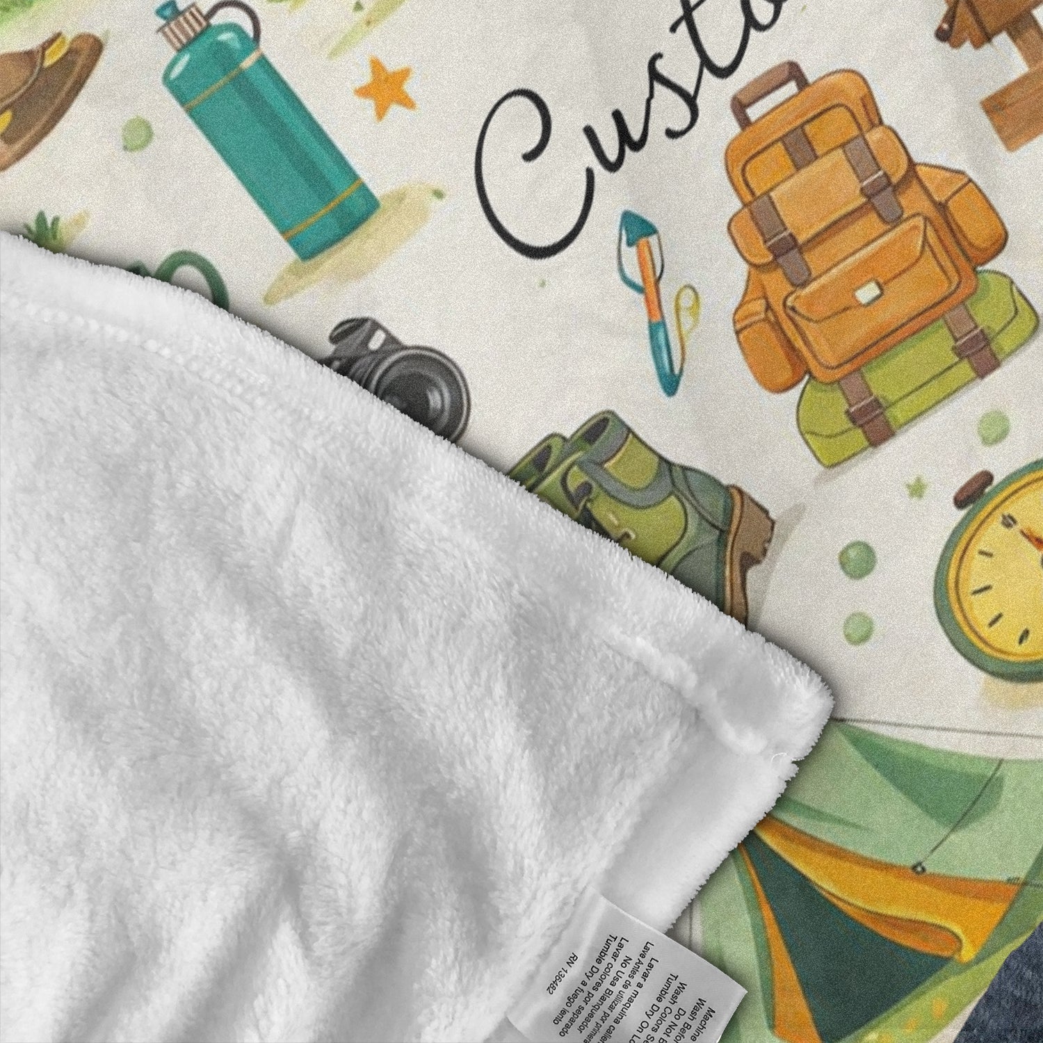 Personalized Let’s Go Camping Blanket – Custom Camper Throw, Cute Outdoor Gift for Camping Lovers