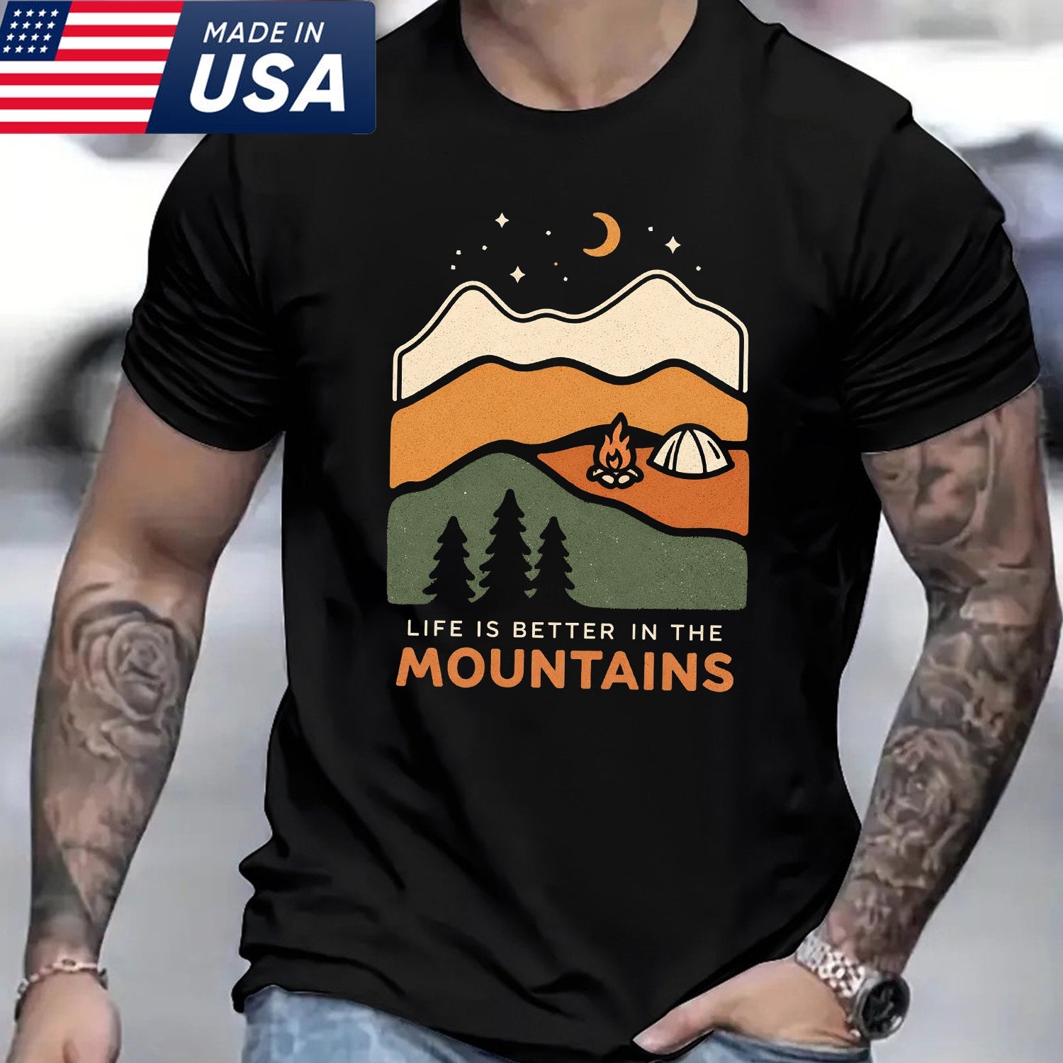 Life Is Better In The Mountains T-Shirt – Camping Mountain Graphic Tee for Outdoor Lovers