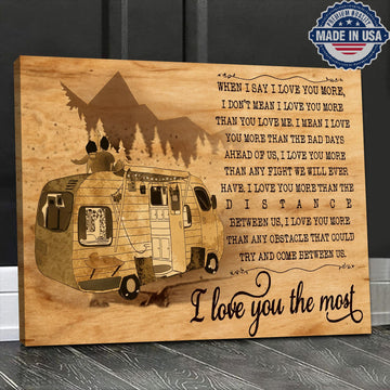 Personalized Camping Love Canvas – Romantic RV Couple Wall Art “I Love You the Most” Rustic Anniversary & Valentine Gift