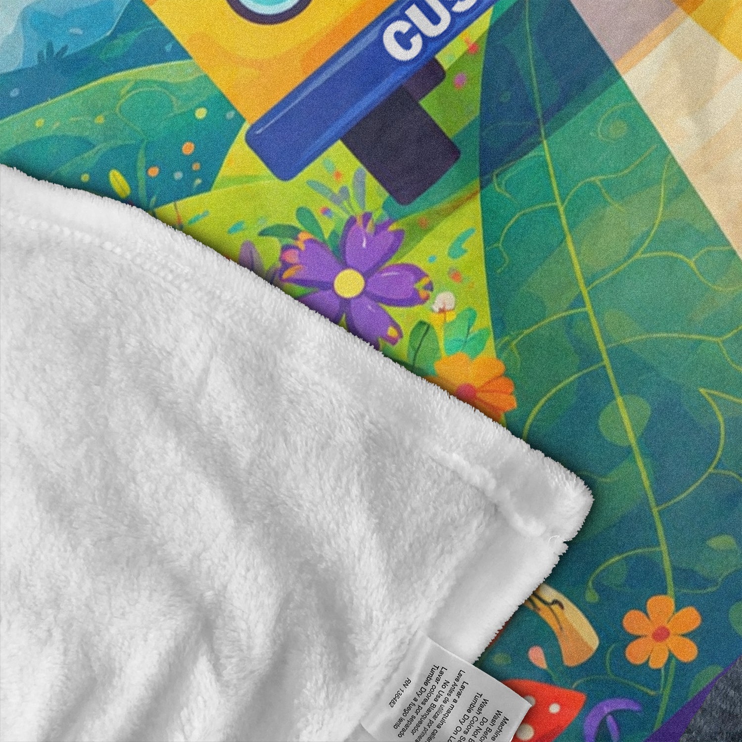 Personalized Rainbow Camper Blanket – Custom Name Retro Van Gift for Happy Campers