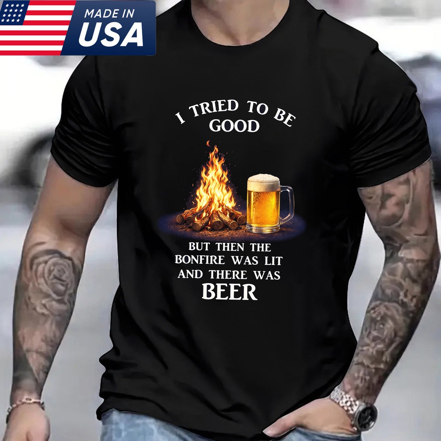 Funny Bonfire Camping T-Shirt – Night Campfire Humor Graphic Tee, Cozy Outdoor Fire Pit Design Shirt, Adventure & Camp Life Apparel