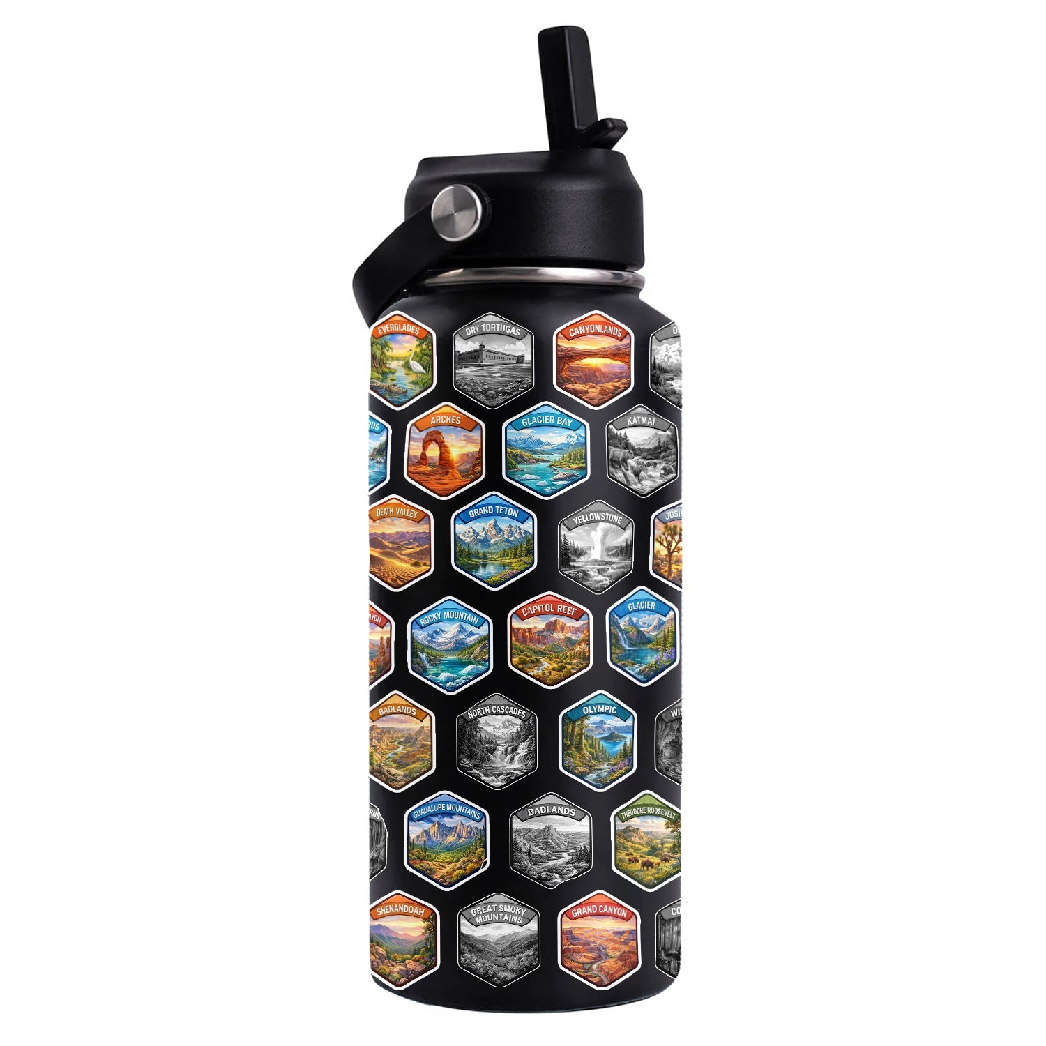 U.S. National Parks Sticker Set for Water Bottles – Scratch Off Style Adventure Stickers – Travel & Hiking Bucket List Decals – Outdoor Lover Gift