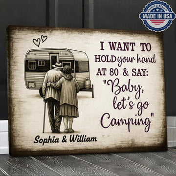 Personalized Camping Couple Canvas – Romantic RV Love Quote Wall Art Custom Names Gift
