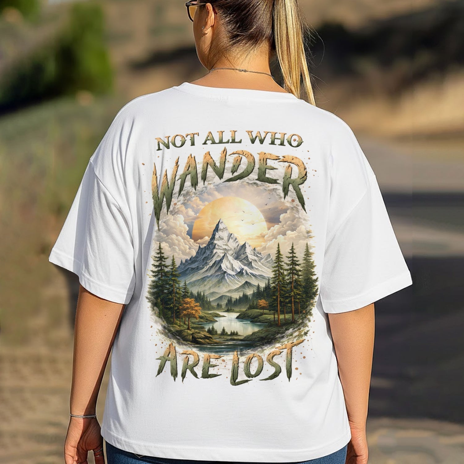 Not All Who Wander Are Lost Mountain Lake T-Shirt, Scenic Nature Landscape Graphic Tee, Outdoor Adventure Wanderlust Shirt