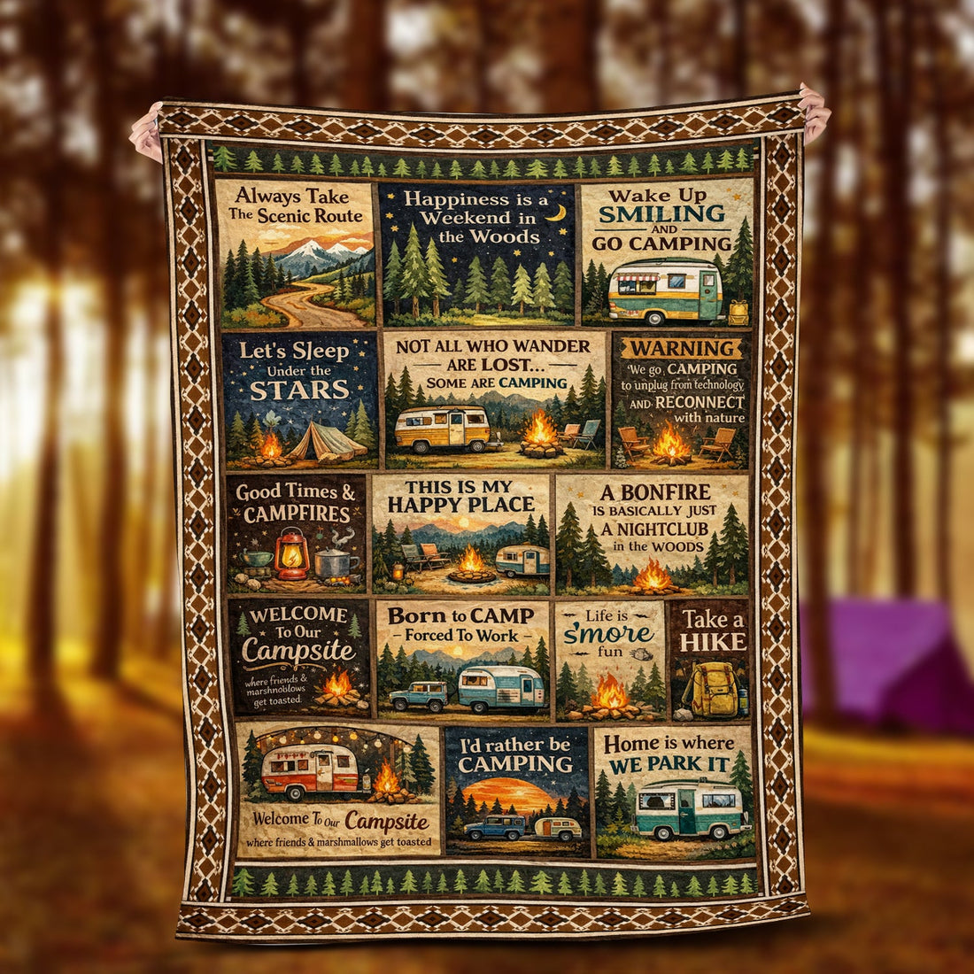 Personalized Camping Born To Camp Fleece Blanket – Cozy Camper Throw, Perfect Gift for Camp Lovers