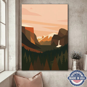 Minimal Mountain Landscape Canvas Wall Art – Modern Nature Poster, Gift for Campers
