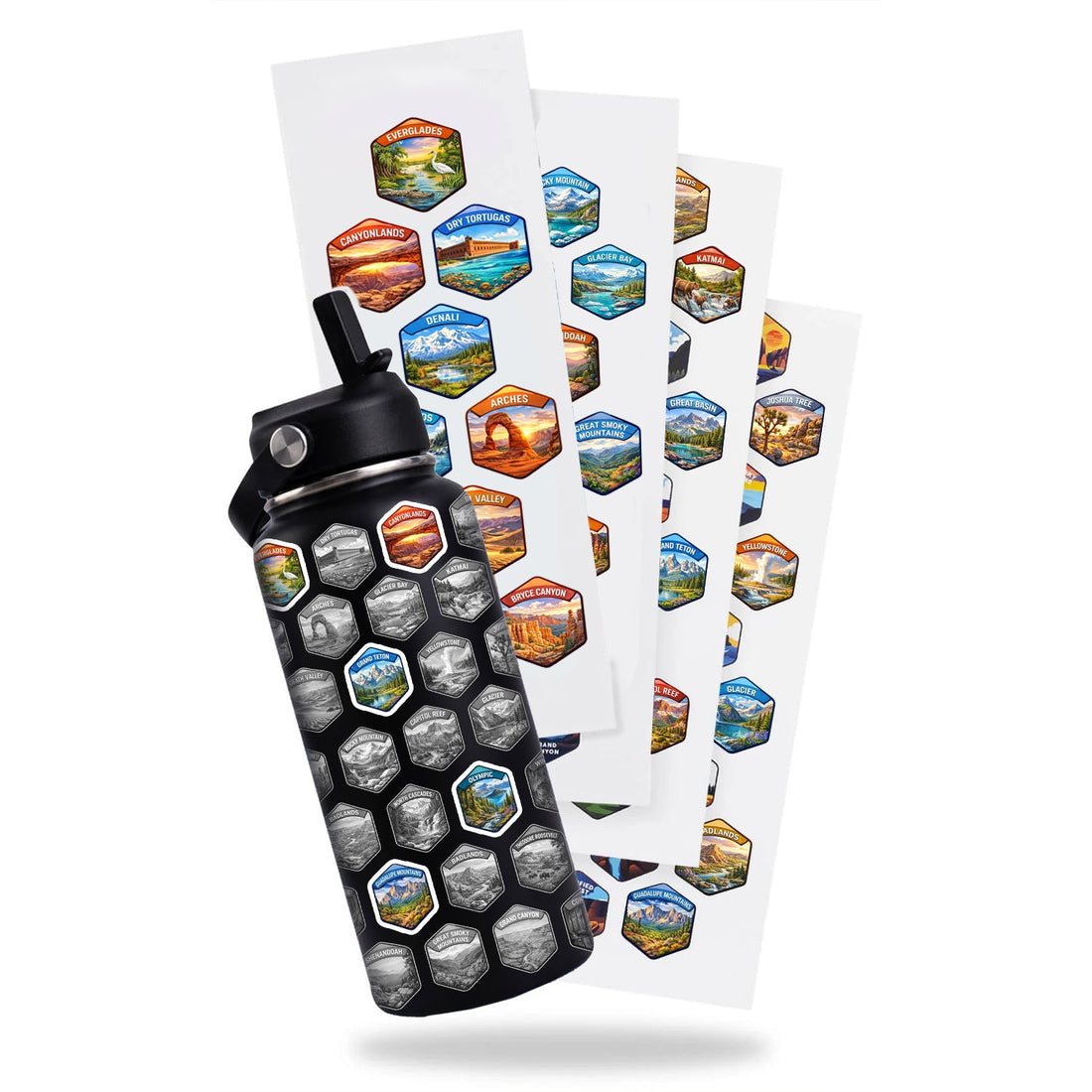 U.S. National Parks Sticker Set for Water Bottles – Scratch Off Style Adventure Stickers – Travel & Hiking Bucket List Decals – Outdoor Lover Gift