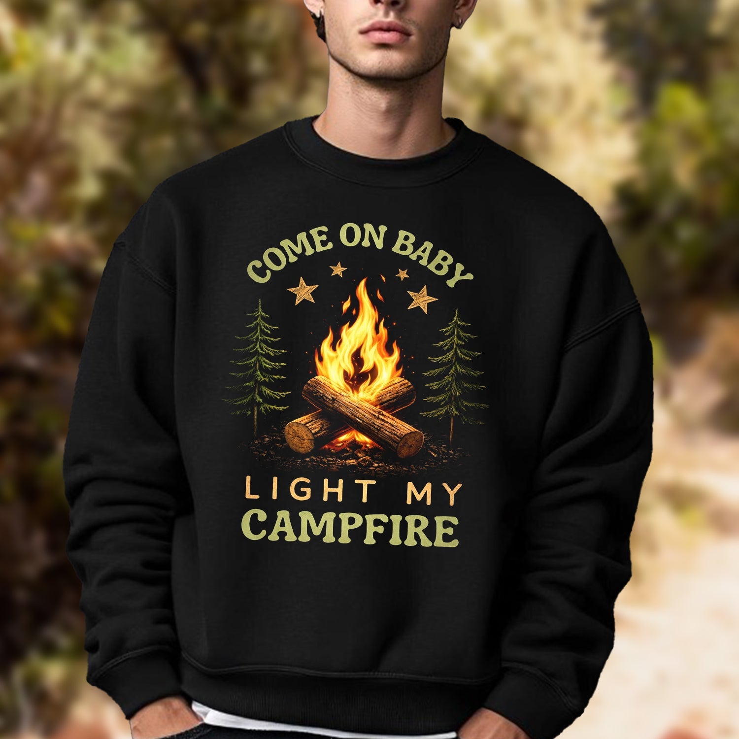 Come On Baby Light My Campfire Camping Graphic T-Shirt