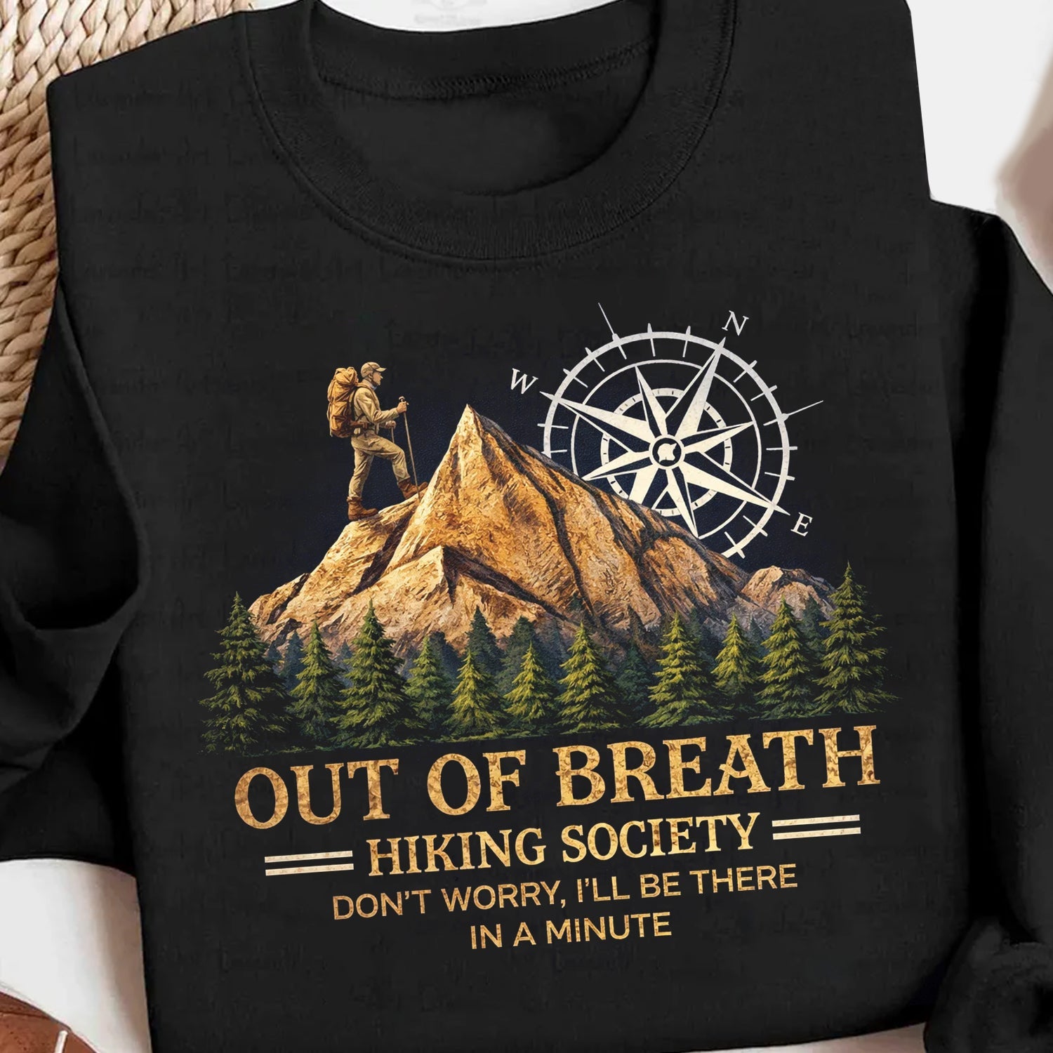 Out of Breath Hiking Society T-Shirt – Funny Mountain Hiking Graphic Shirt for Hikers, Trail Lovers & Outdoor Adventure Fans