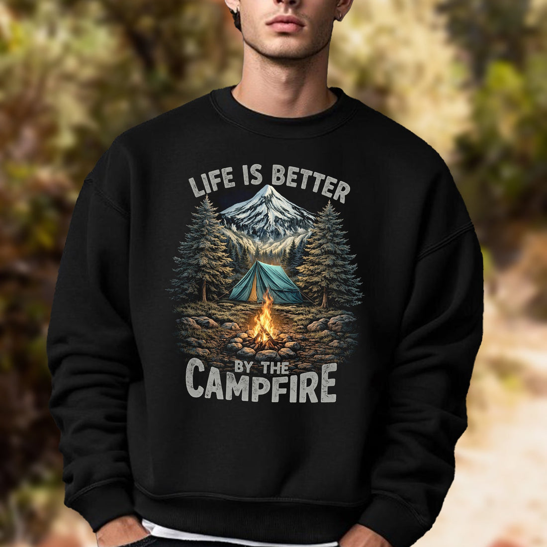 Life Is Better By The Campfire T-Shirt – Camping Lover Gift, Outdoor Nature Graphic T-Shirt