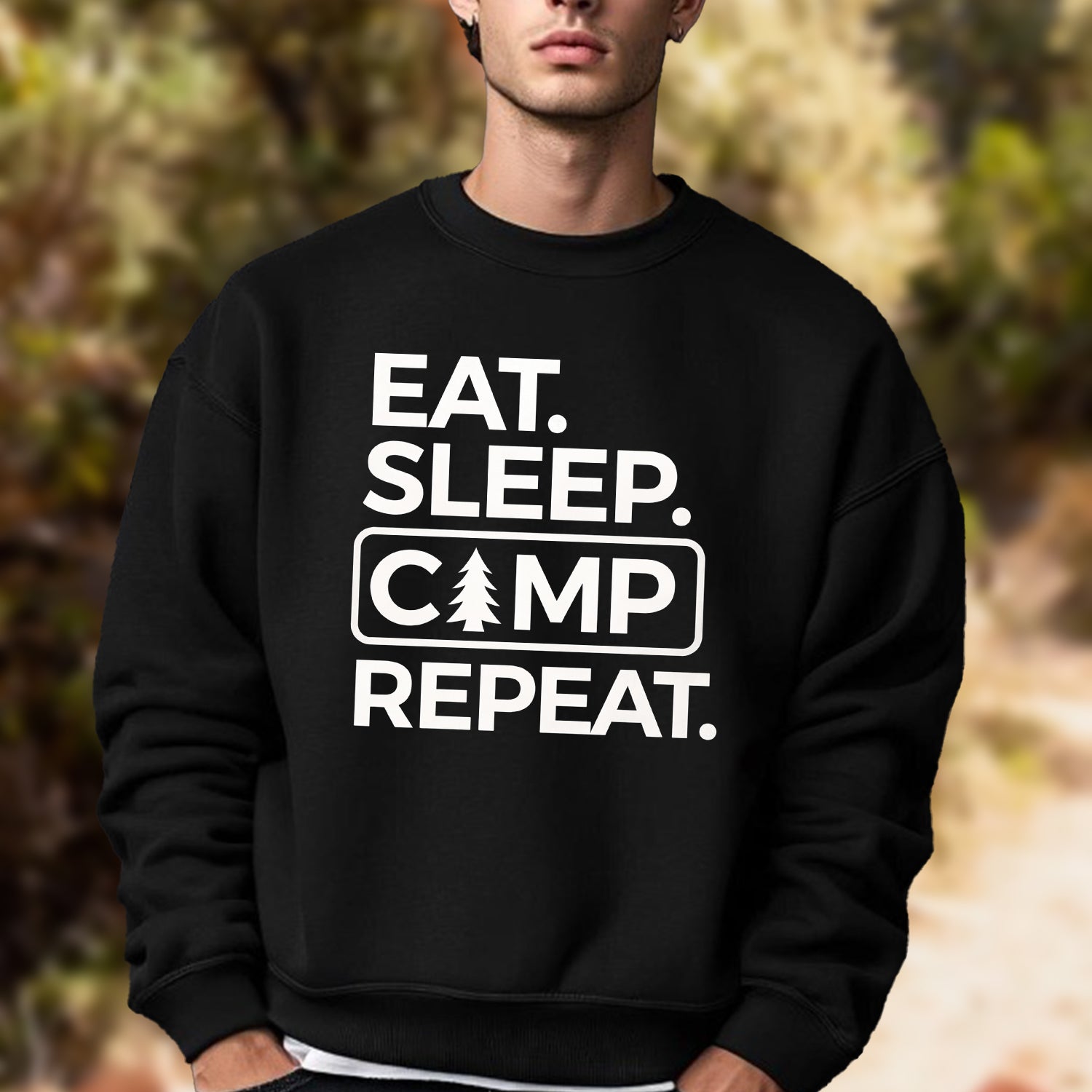 Eat Sleep Camp Repeat T-Shirt – Funny Camping Gift for Outdoor Lovers, Minimal Camp T-Shirt