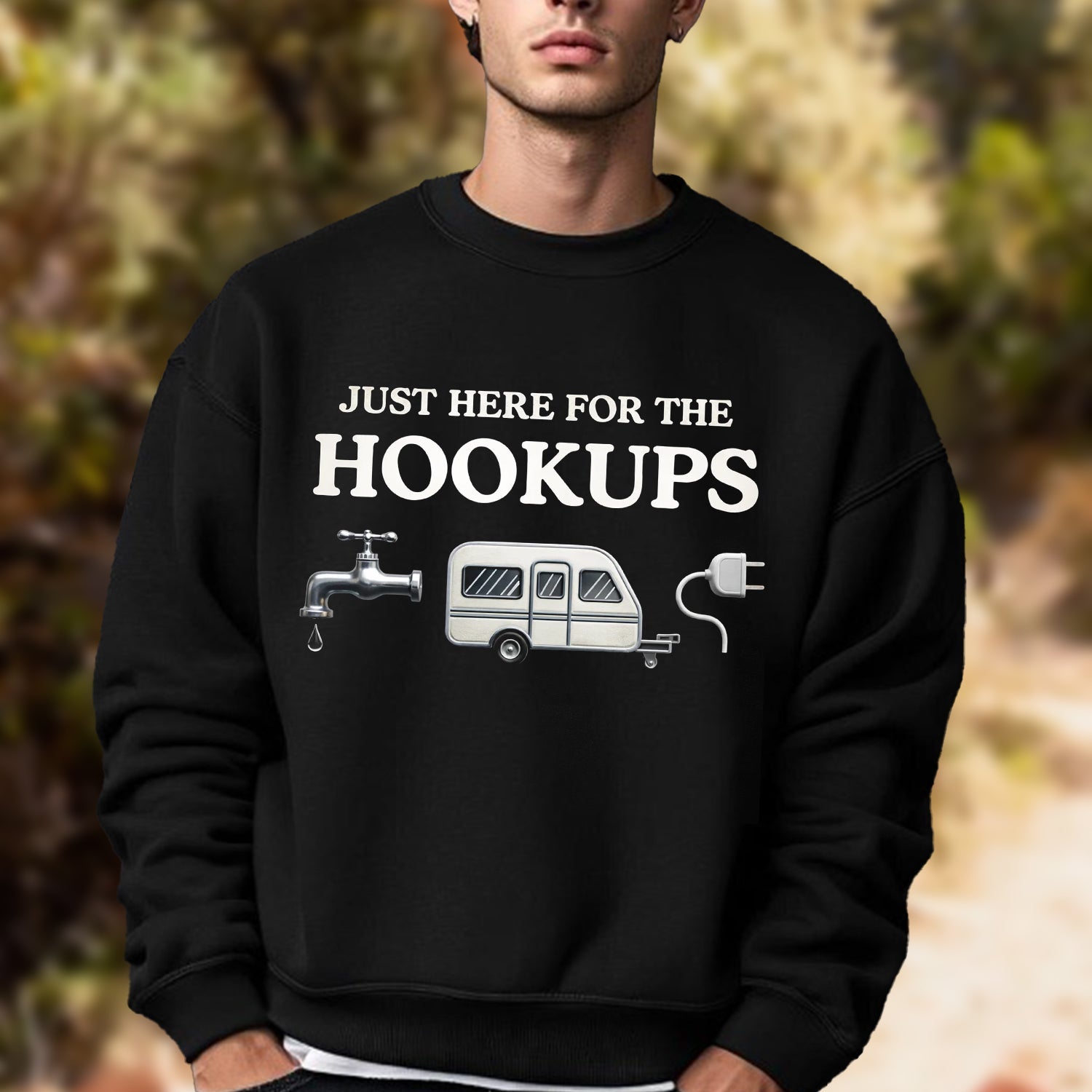 Just Here for the Hookups RV Camping Graphic T-Shirt