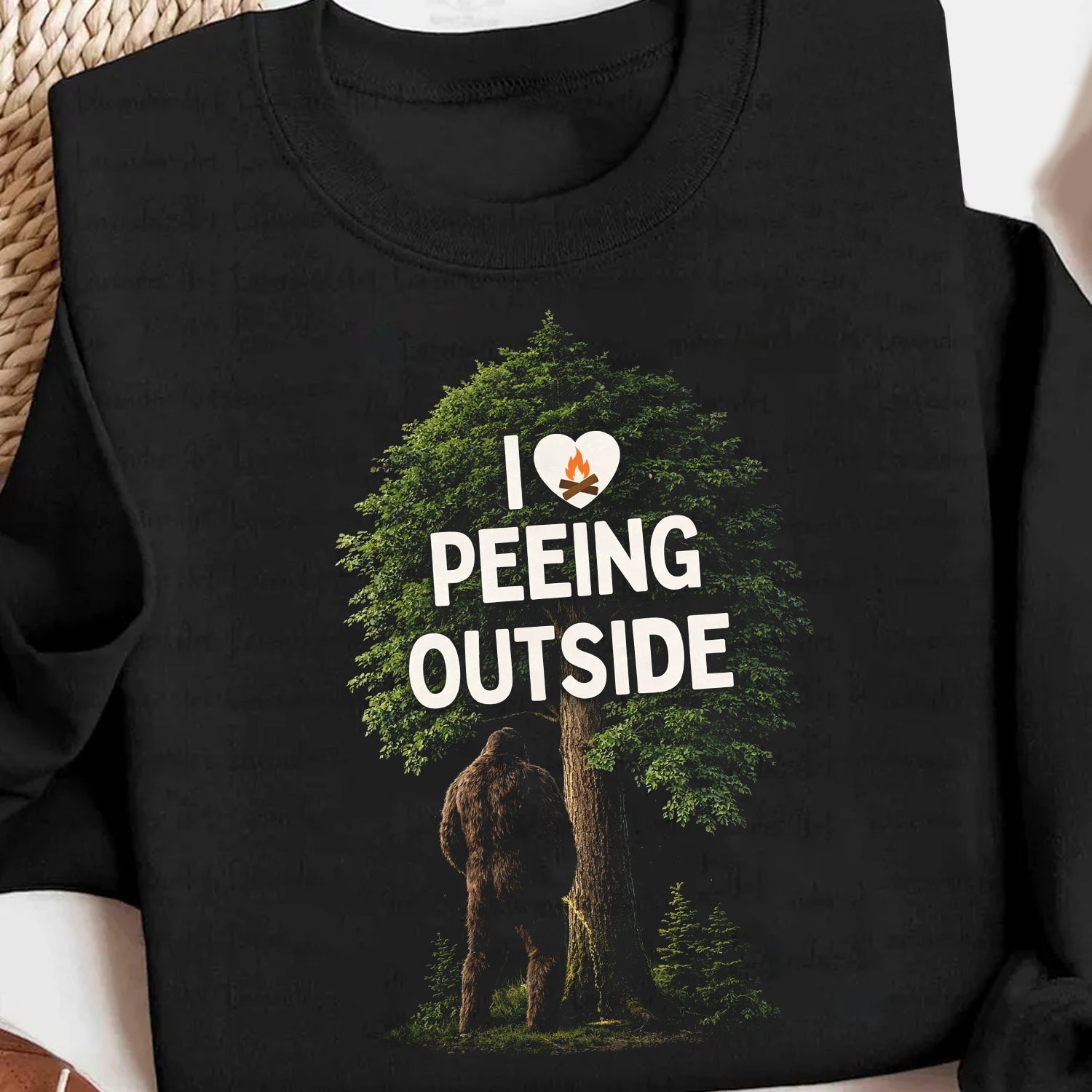 Funny Bigfoot Camping T-Shirt – I Love Peeing Outside Graphic Tee, Sasquatch Forest Humor Shirt, Outdoor Camping Lifestyle Apparel