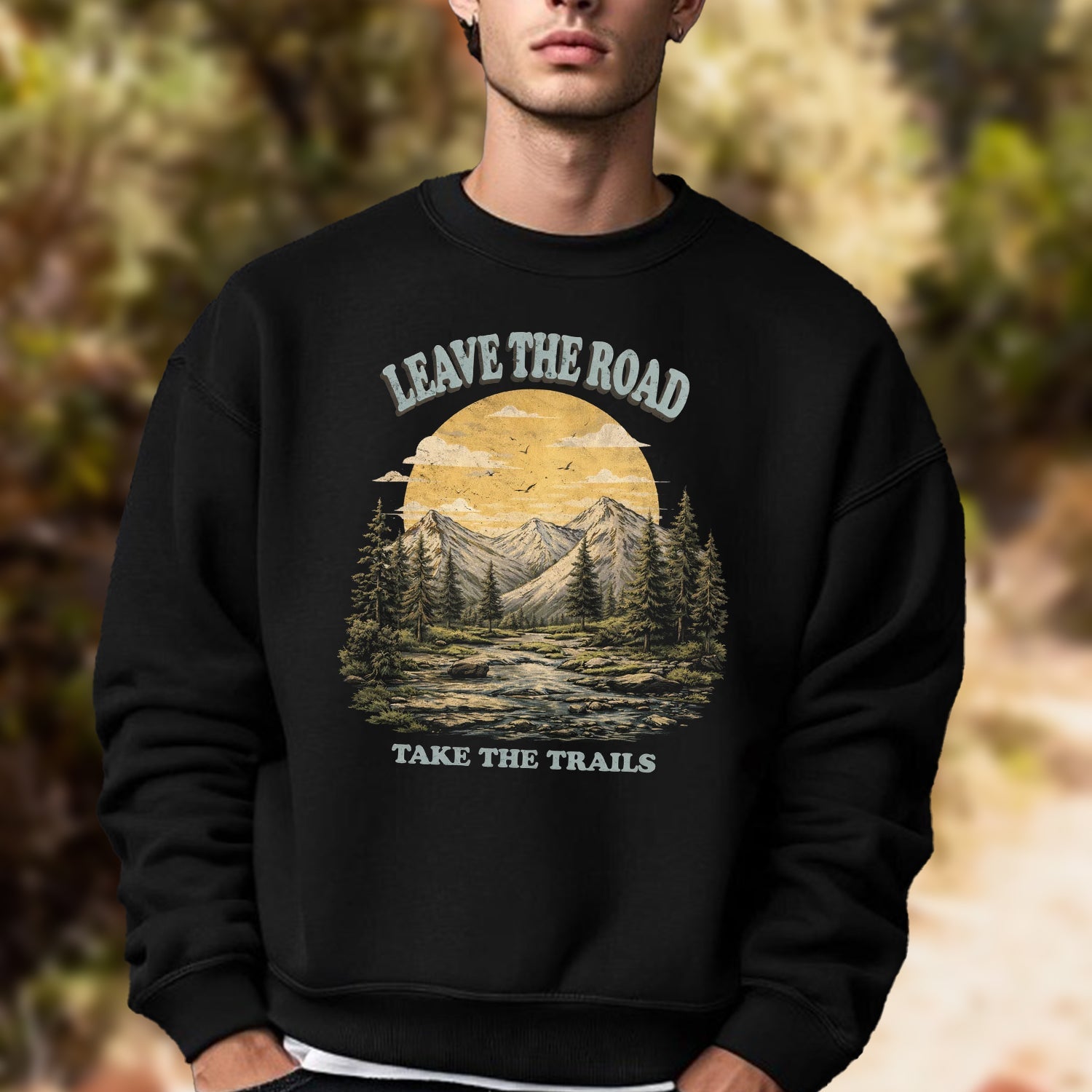 Leave The Road Take The Trails T-Shirt, Mountain River Hiking Graphic Tee, Outdoor Adventure Nature Shirt