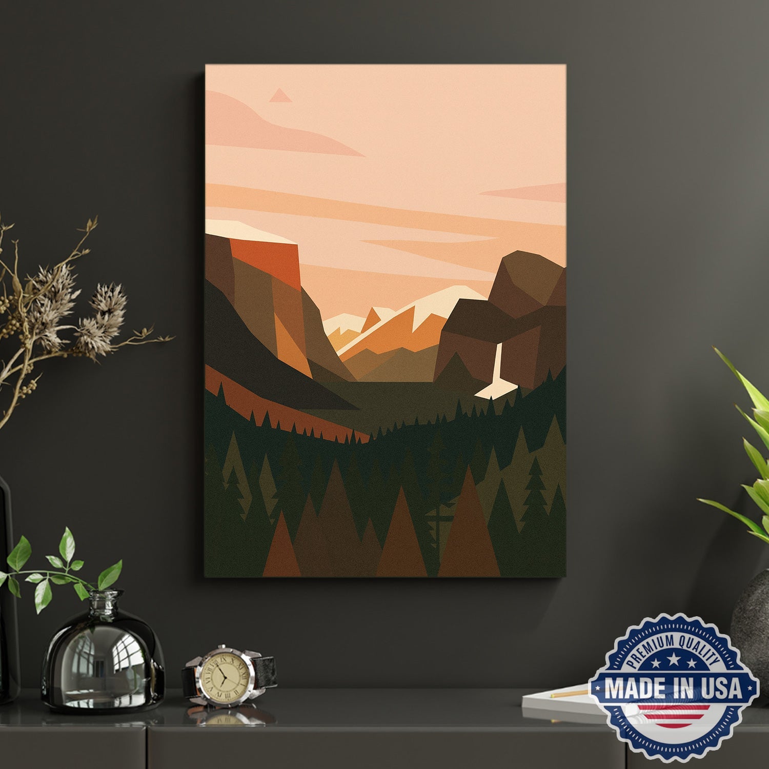 Minimal Mountain Landscape Canvas Wall Art – Modern Nature Poster, Gift for Campers
