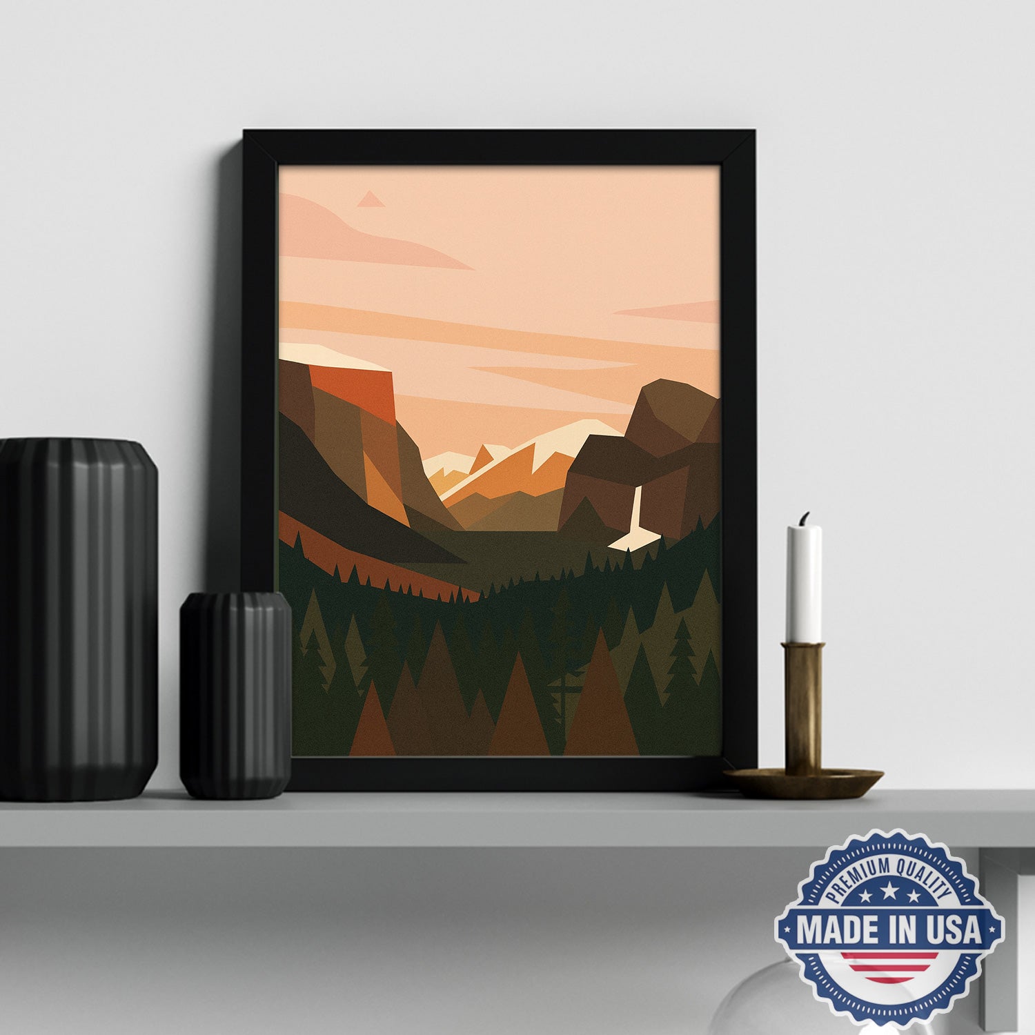 Minimal Mountain Landscape Canvas Wall Art – Modern Nature Poster, Gift for Campers