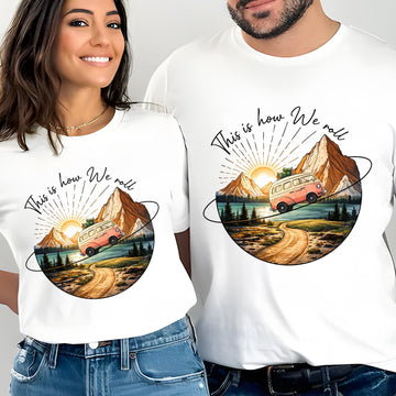 This Is How We Roll Camping T-Shirt – Retro Van Road Trip Tee for Adventure Lovers