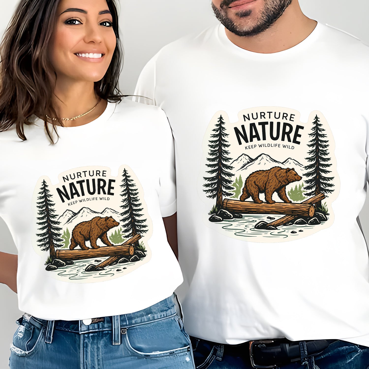 Nurture Nature Bear T-Shirt – Wildlife Conservation Camping Tee, Nature Lover Outdoor Shirt