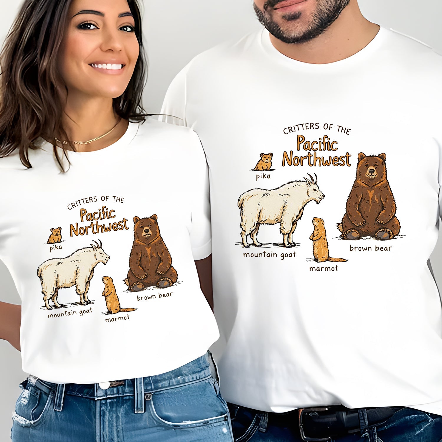 Pacific Northwest Animals T-Shirt – Mountain Wildlife Graphic Tee, Nature Lover Outdoor Shirt