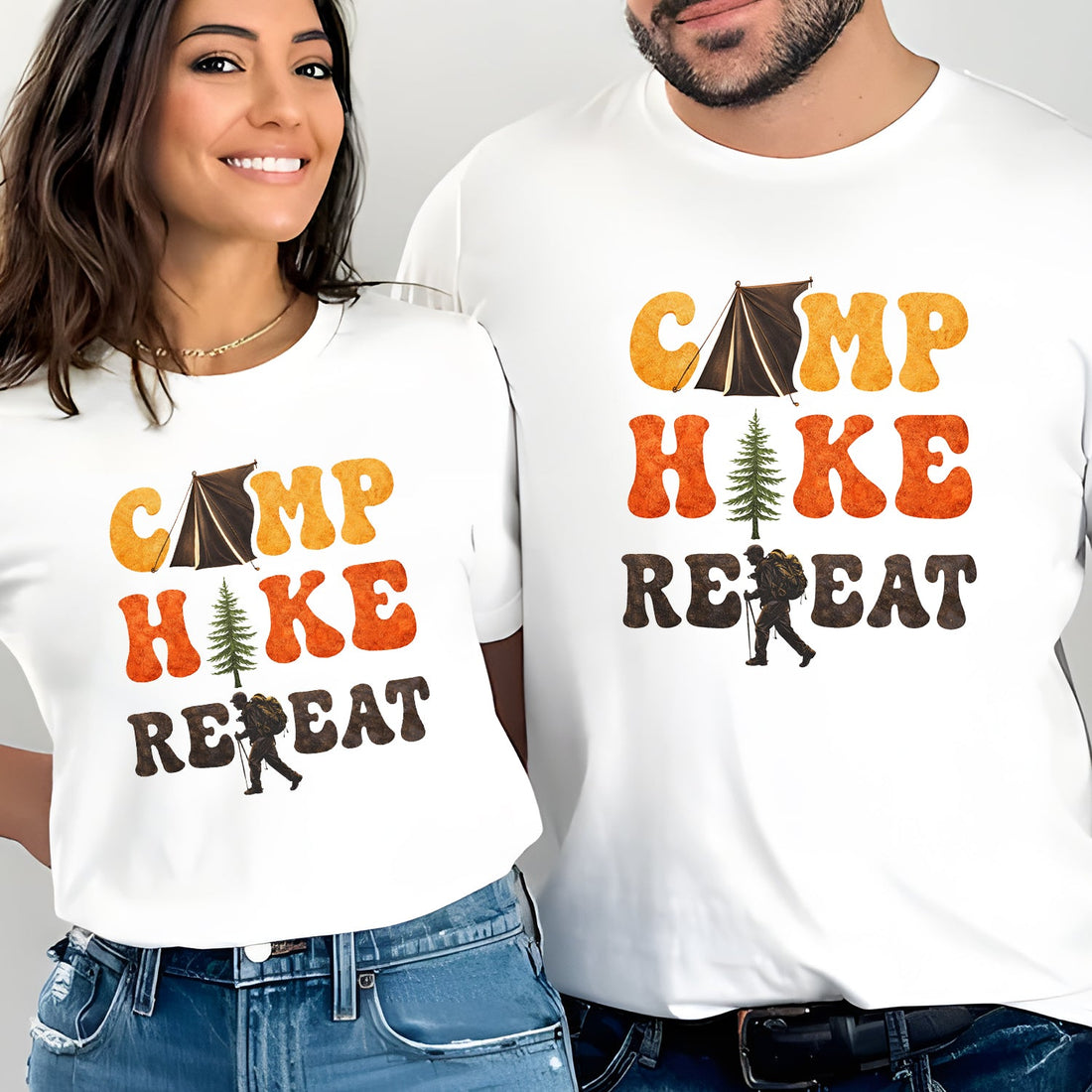 Camp Hike Repeat T-Shirt for Outdoor Lovers – Funny Hiking Camping Shirt, Nature Adventure Gift