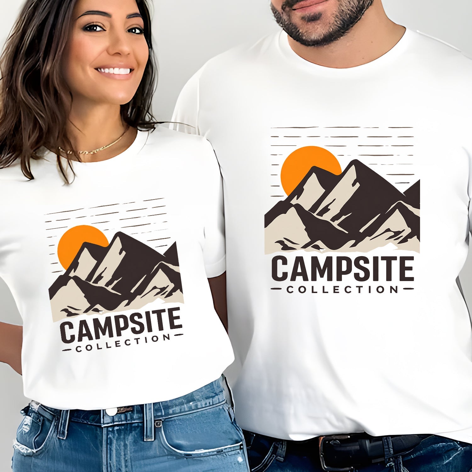 Campsite Collection T-Shirt – Minimal Mountain Sunset Camping Tee for Outdoor & Adventure Lovers