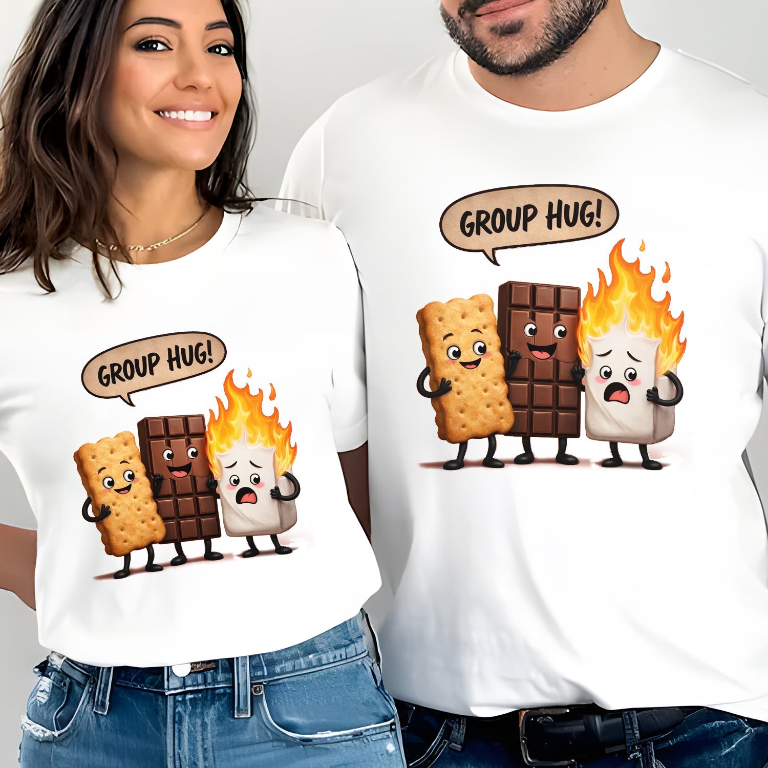 Funny S’mores Camping T-Shirt – Cute Marshmallow Chocolate Cracker Cartoon Graphic Tee, Campfire Humor Shirt, Outdoor Family Camping Apparel