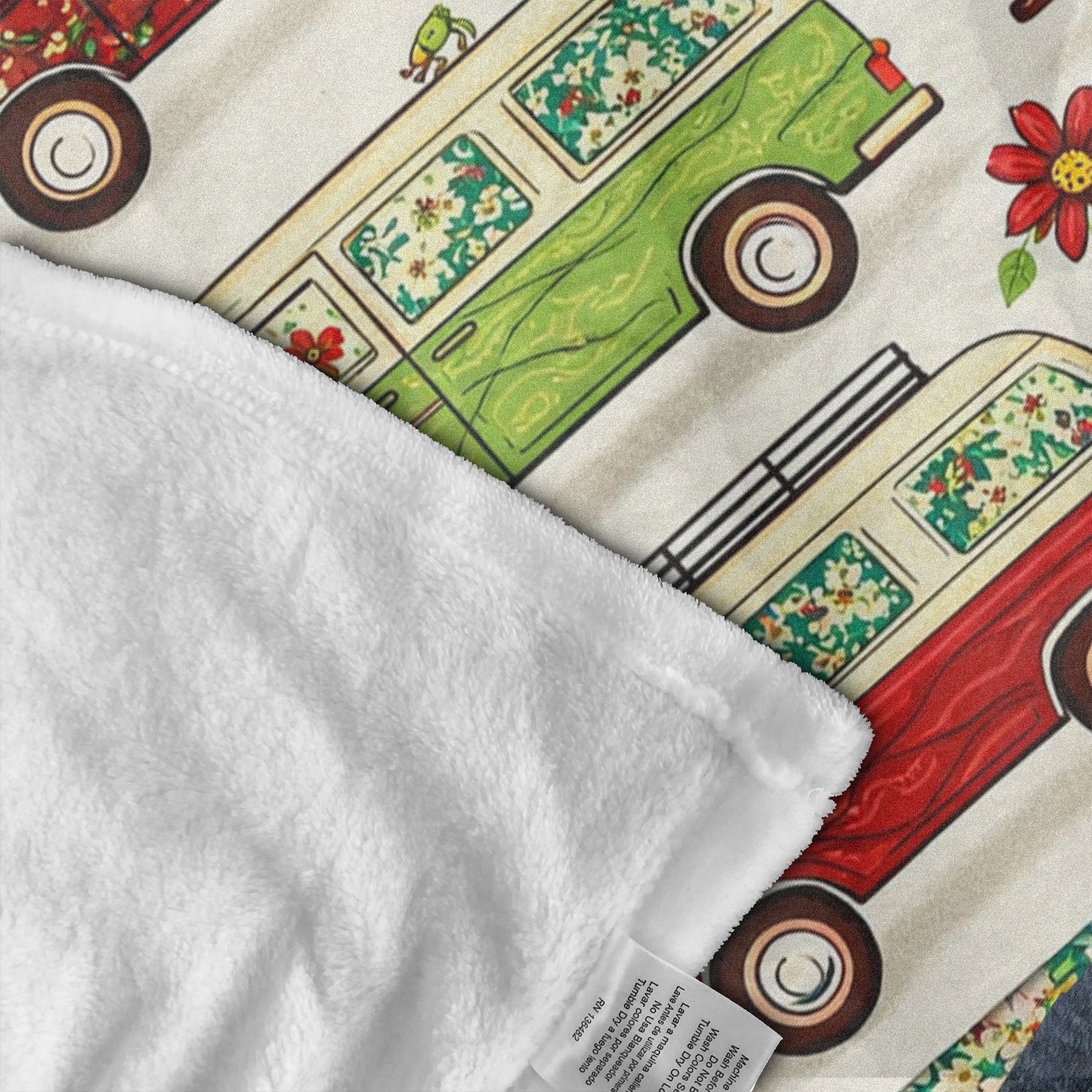 Personalized Camper Van Blanket – Custom Name Retro Travel Quilt, Cozy Gift for Couples & RV Lovers