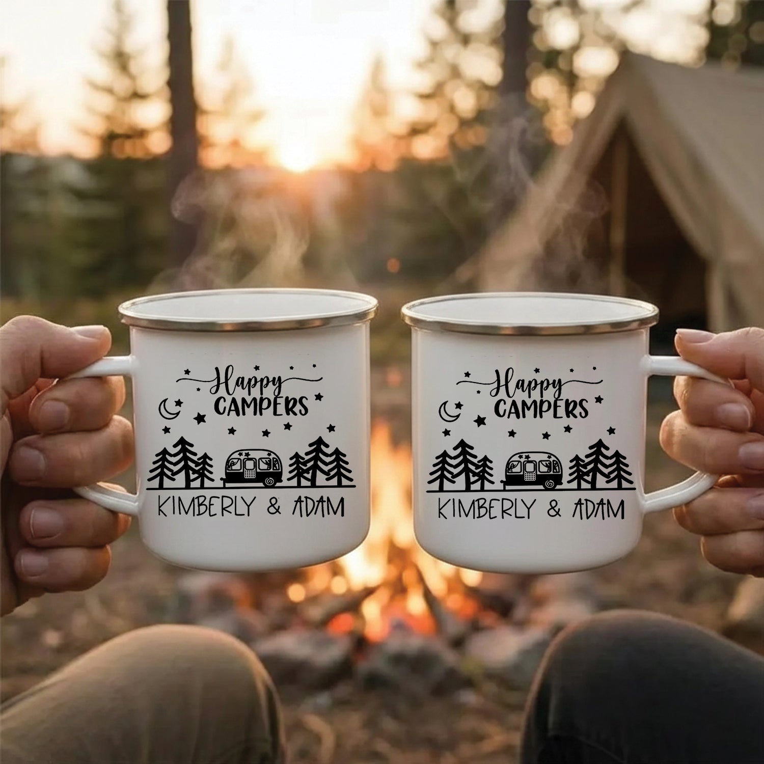 Personalized Camping Mug– Custom Camp Name Coffee Mugs, Romantic Outdoor Gift