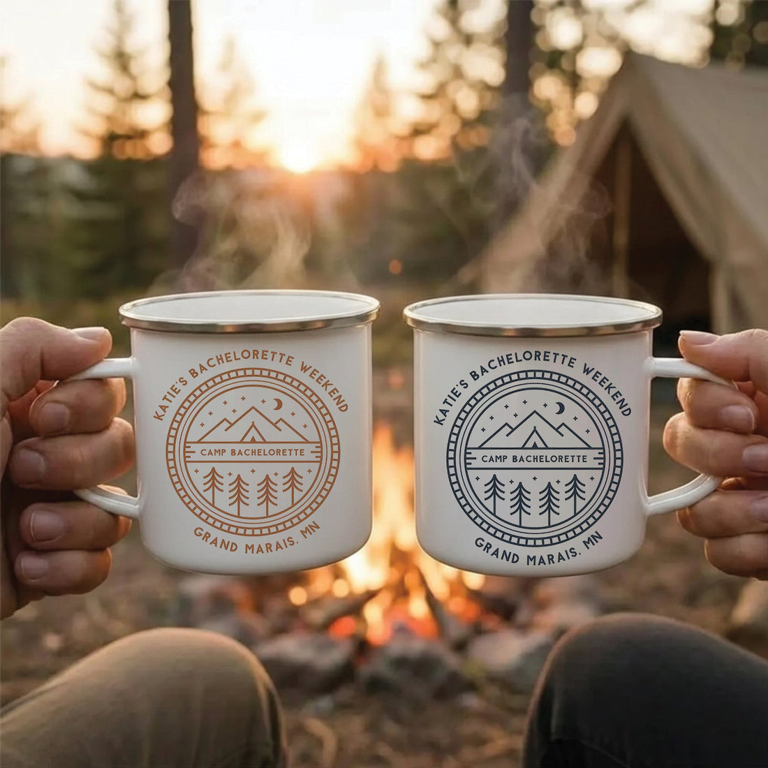 Personalized Bachelorette Camping Mug – Custom Camp Bachelorette Coffee Cup, Weekend Party Gift