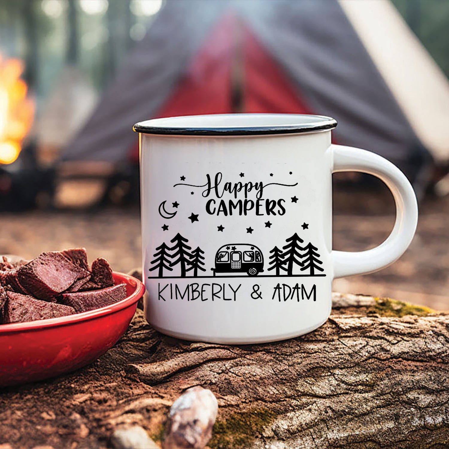 Personalized Camping Mug– Custom Camp Name Coffee Mugs, Romantic Outdoor Gift