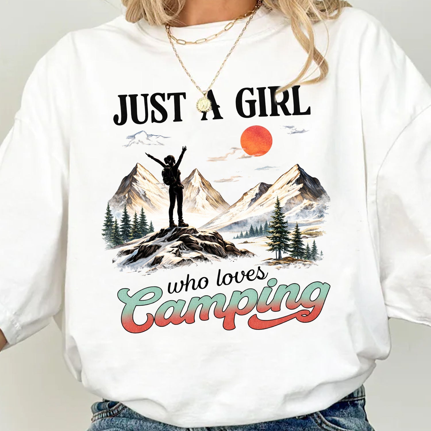 Just A Girl Who Loves Camping Shirt – Outdoor Adventure Graphic Tee for Camping, Hiking & Nature Lovers