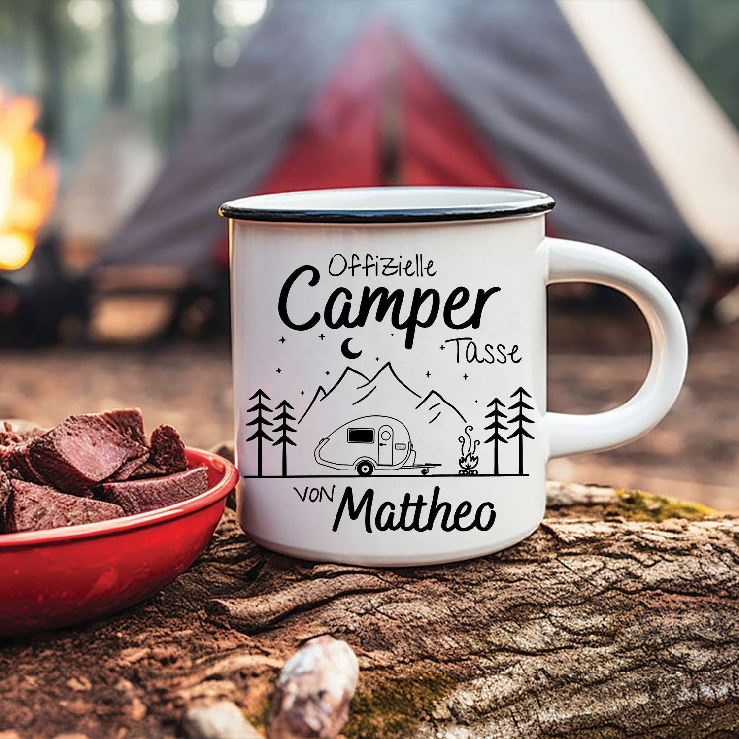 Personalized Camping Mug – Custom Name Camper Coffee Cups, Outdoor Couple Gift