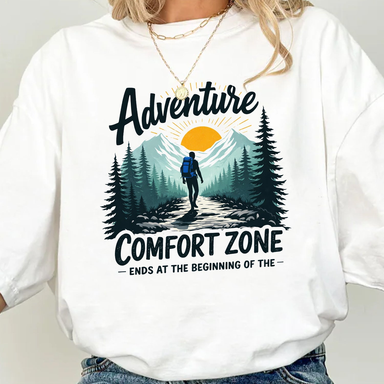Adventure Comfort Zone T-Shirt – Hiking Motivation Outdoor Tee, Mountain Explorer Nature Shirt