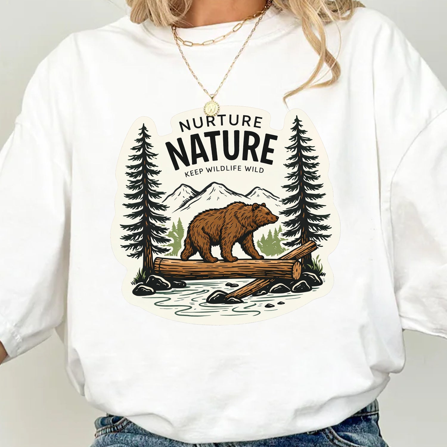 Nurture Nature Bear T-Shirt – Wildlife Conservation Camping Tee, Nature Lover Outdoor Shirt