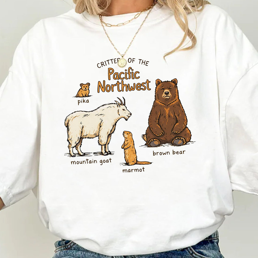 Pacific Northwest Animals T-Shirt – Mountain Wildlife Graphic Tee, Nature Lover Outdoor Shirt