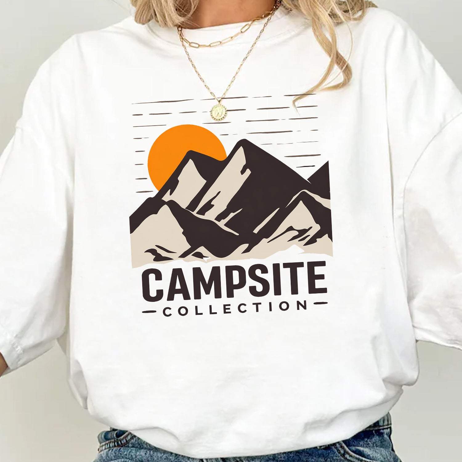 Campsite Collection T-Shirt – Minimal Mountain Sunset Camping Tee for Outdoor & Adventure Lovers