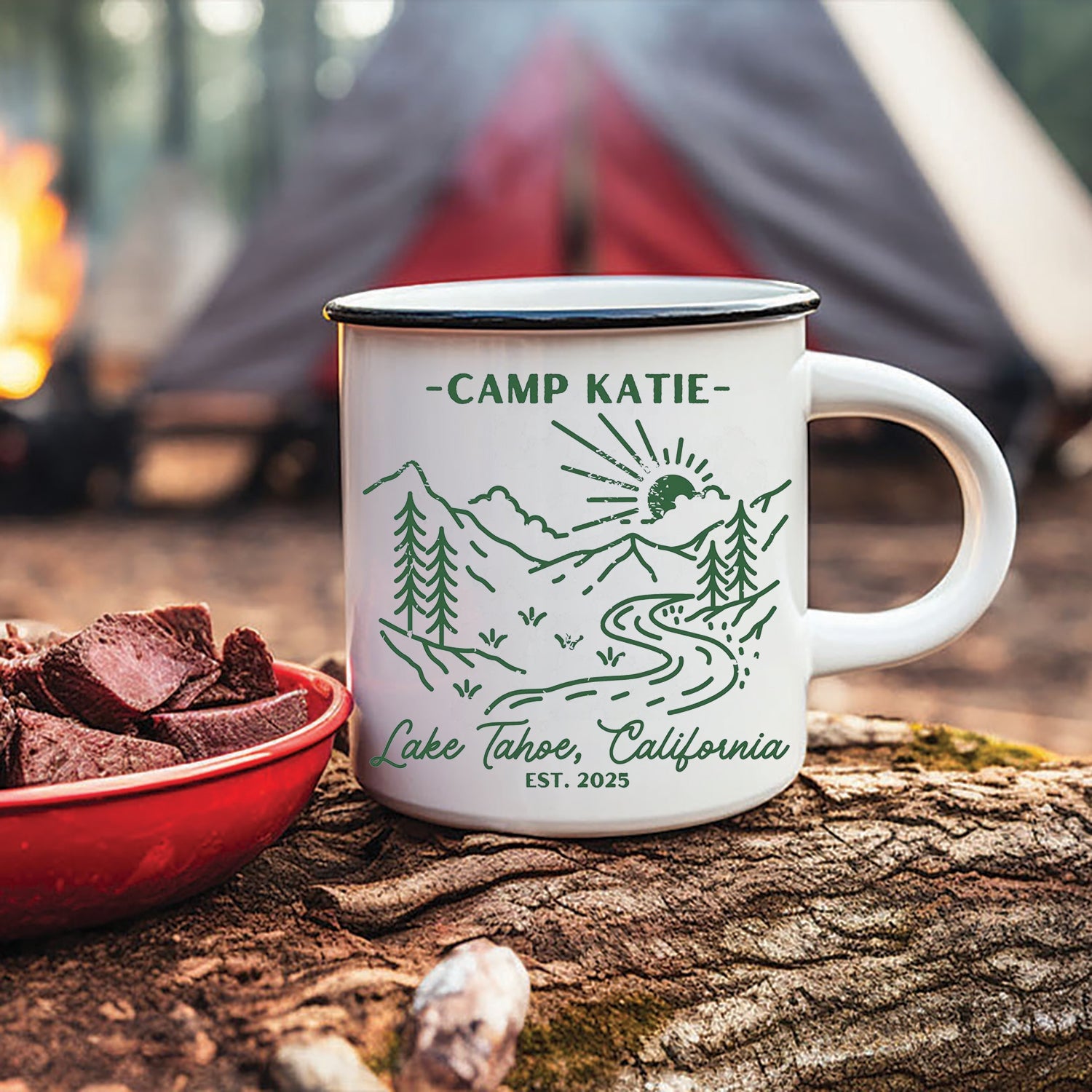 Personalized Camping Couple Mug – Custom Camp Name Coffee Mugs, Romantic Outdoor Gift