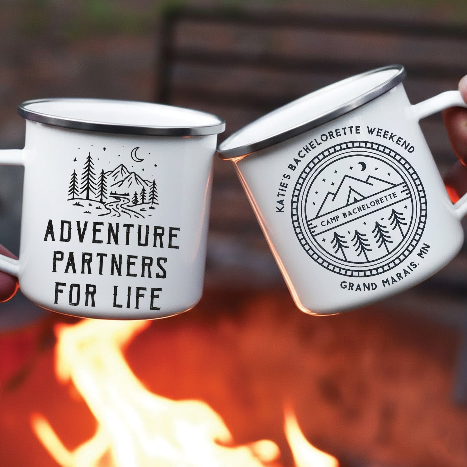 Personalized Adventure Partners for Life Camping Mug – Romantic Couple Coffee Cup, Outdoor Love Gift