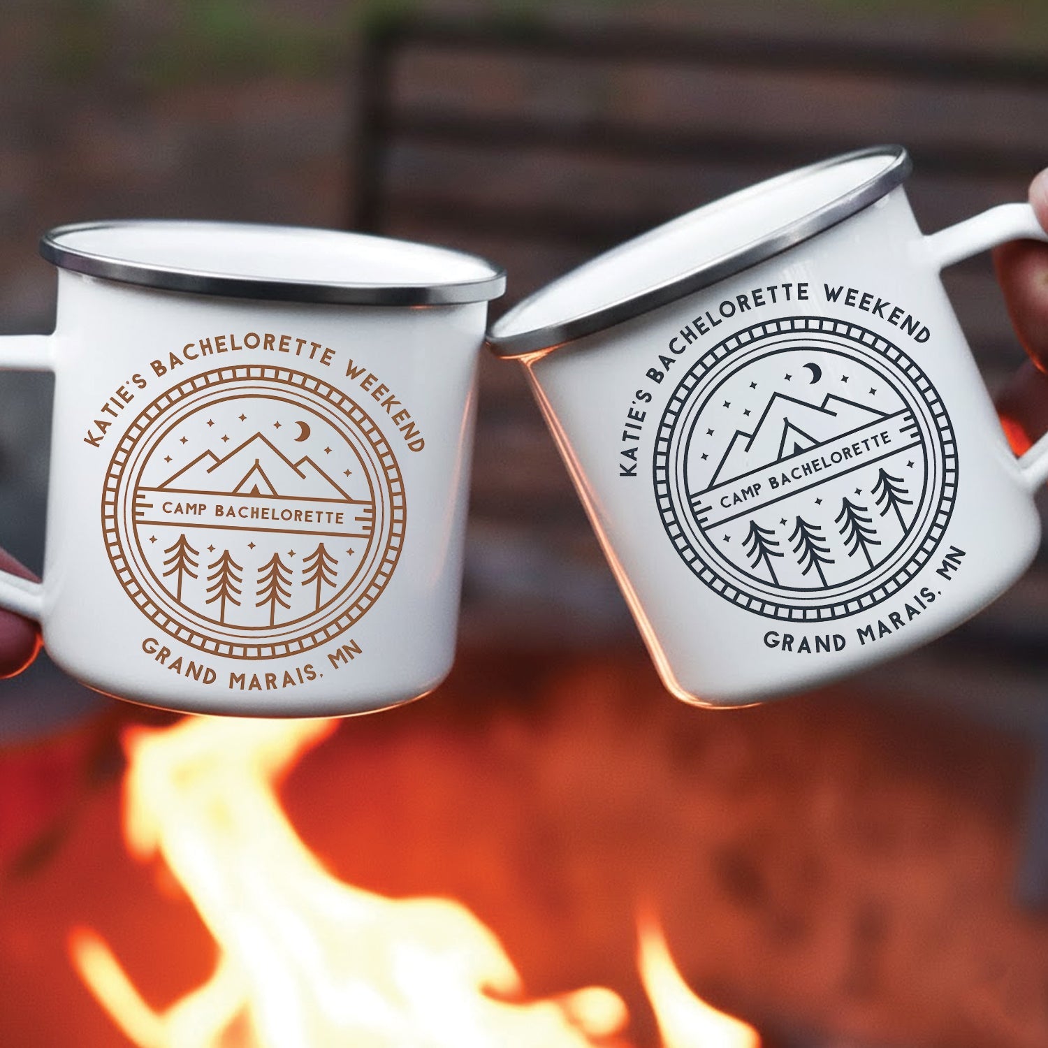 Personalized Bachelorette Camping Mug – Custom Camp Bachelorette Coffee Cup, Weekend Party Gift
