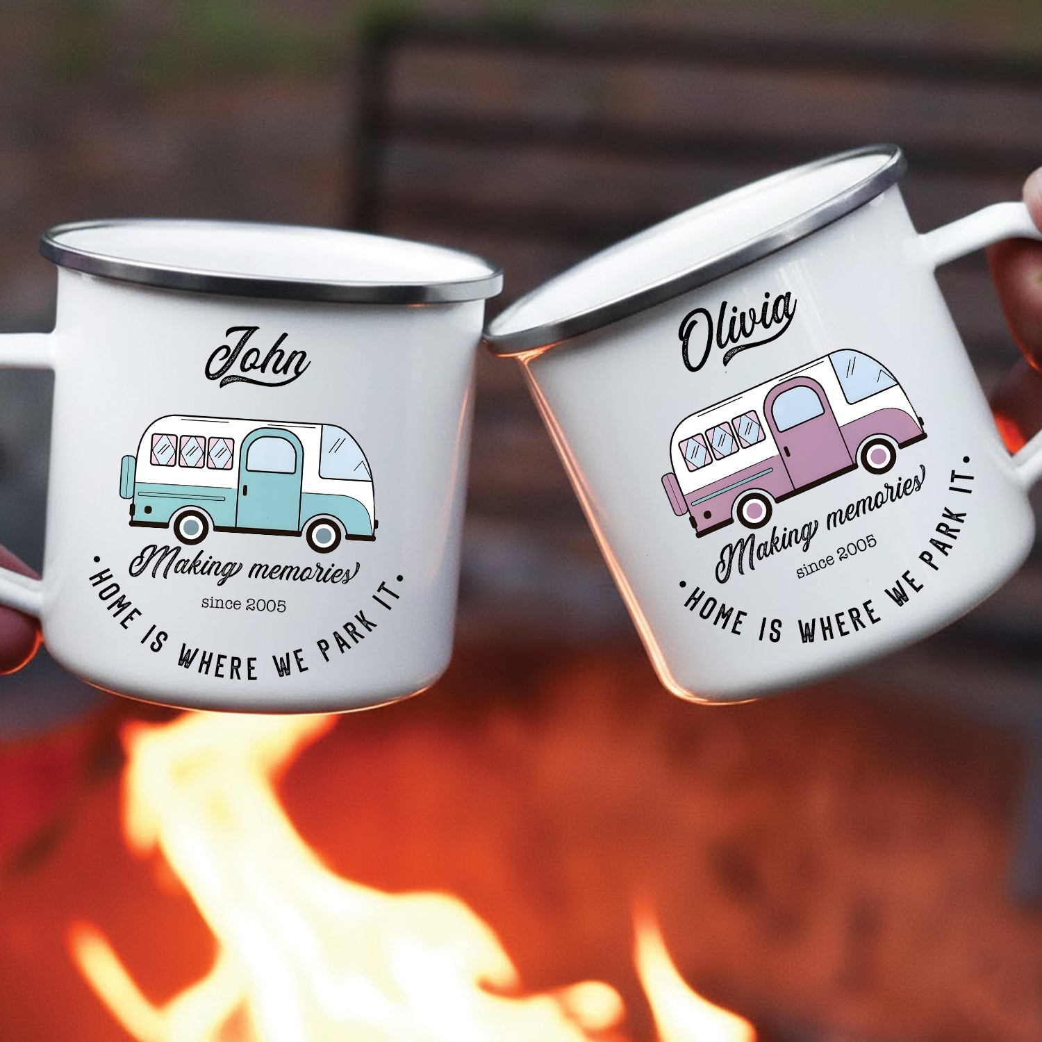 Personalized Mug Camping Gift for Couples Who Love Adventures Together – Custom Camp Name Coffee Mugs, Romantic Outdoor Gift