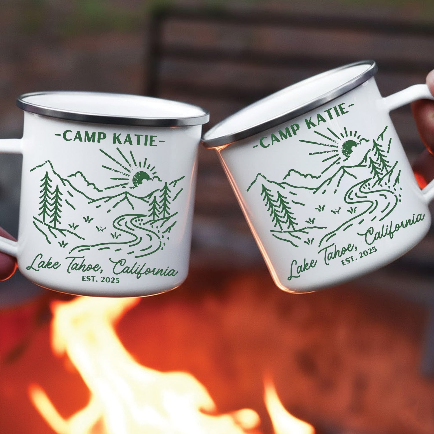 Personalized Camping Couple Mug – Custom Camp Name Coffee Mugs, Romantic Outdoor Gift