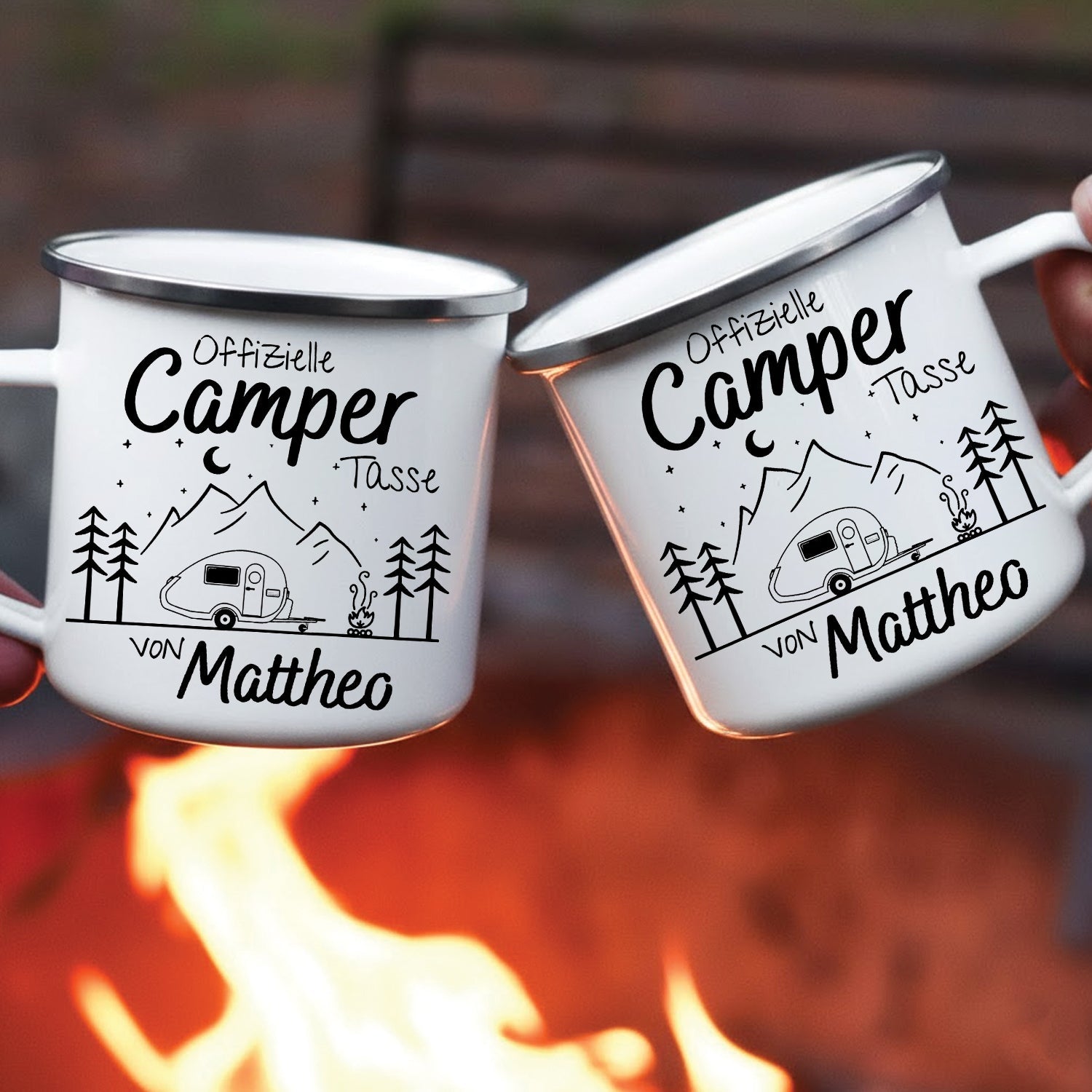 Personalized Camping Mug – Custom Name Camper Coffee Cups, Outdoor Couple Gift