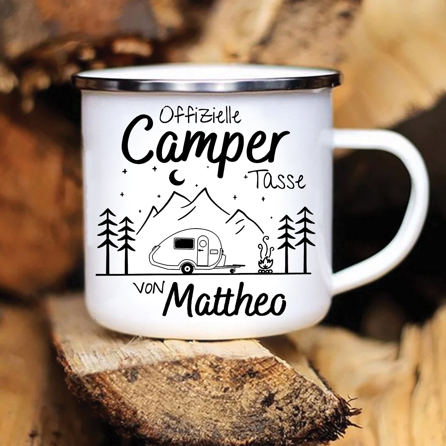 Personalized Camping Mug – Custom Name Camper Coffee Cups, Outdoor Couple Gift