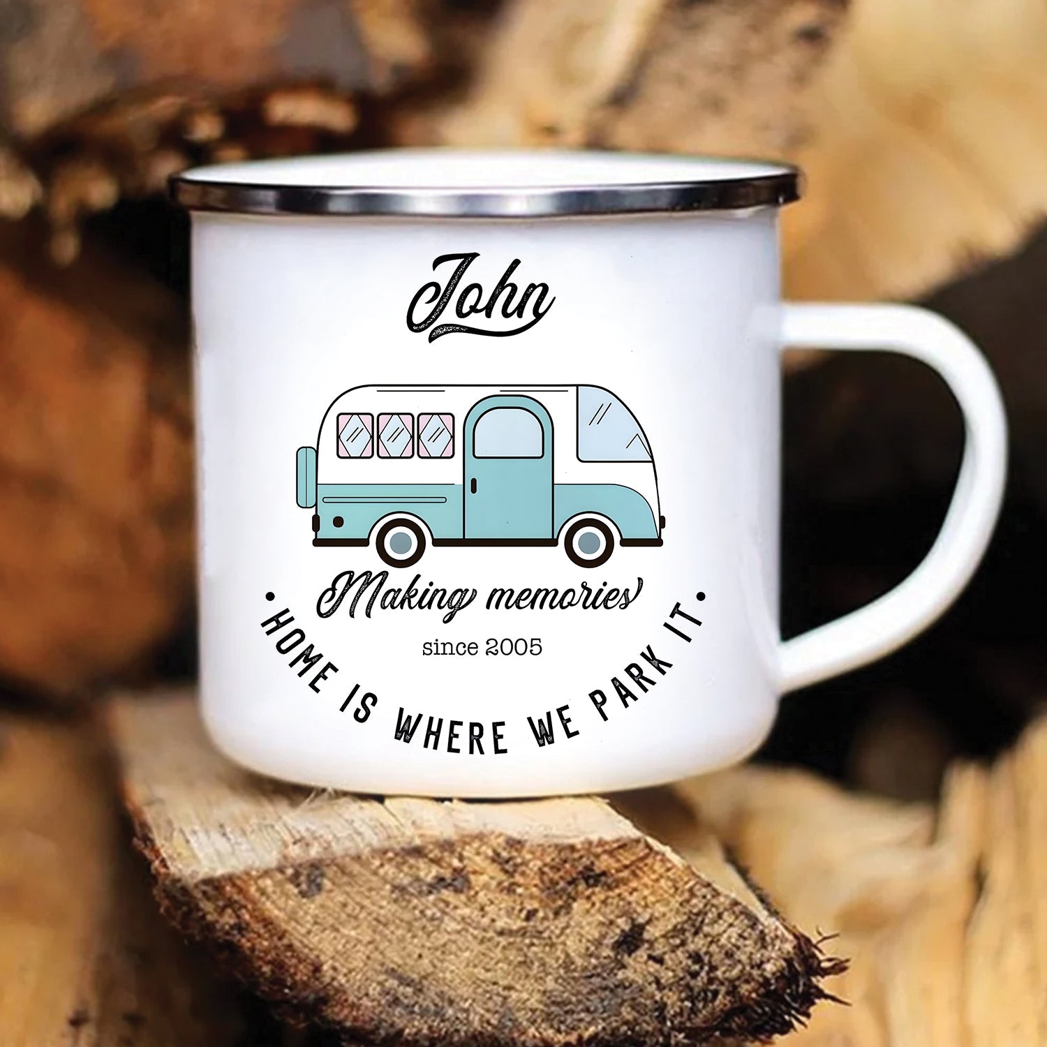 Personalized Mug Camping Gift for Couples Who Love Adventures Together – Custom Camp Name Coffee Mugs, Romantic Outdoor Gift