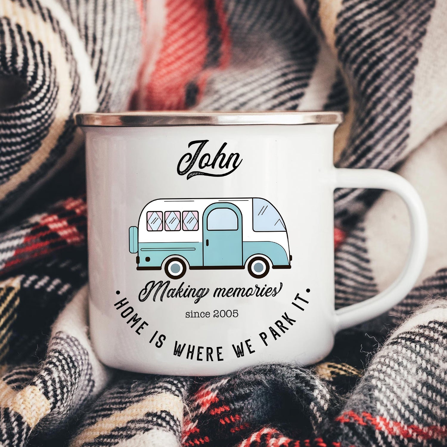 Personalized Mug Camping Gift for Couples Who Love Adventures Together – Custom Camp Name Coffee Mugs, Romantic Outdoor Gift