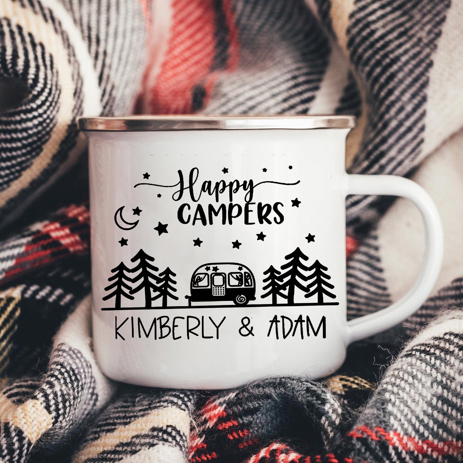 Personalized Camping Mug– Custom Camp Name Coffee Mugs, Romantic Outdoor Gift
