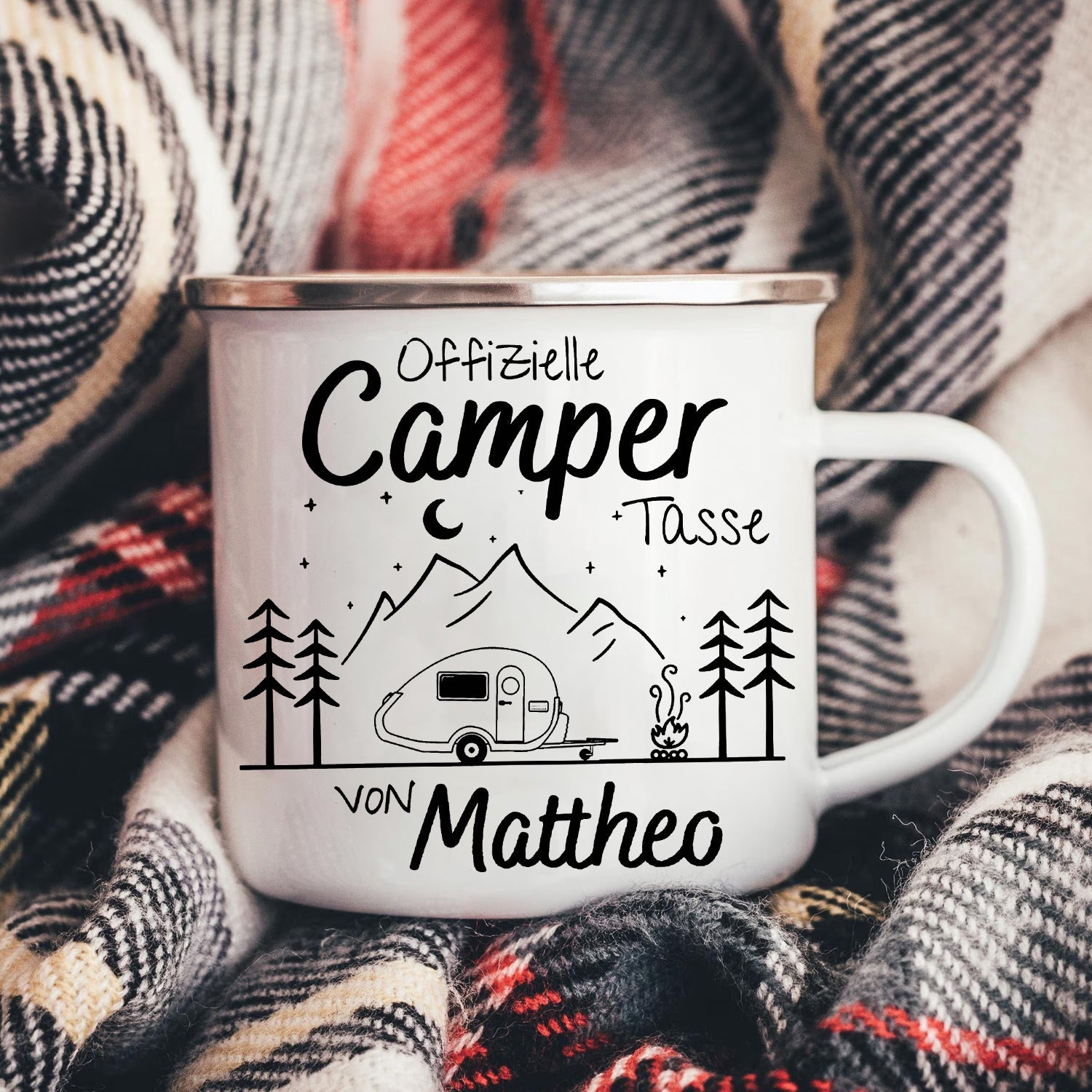 Personalized Camping Mug – Custom Name Camper Coffee Cups, Outdoor Couple Gift