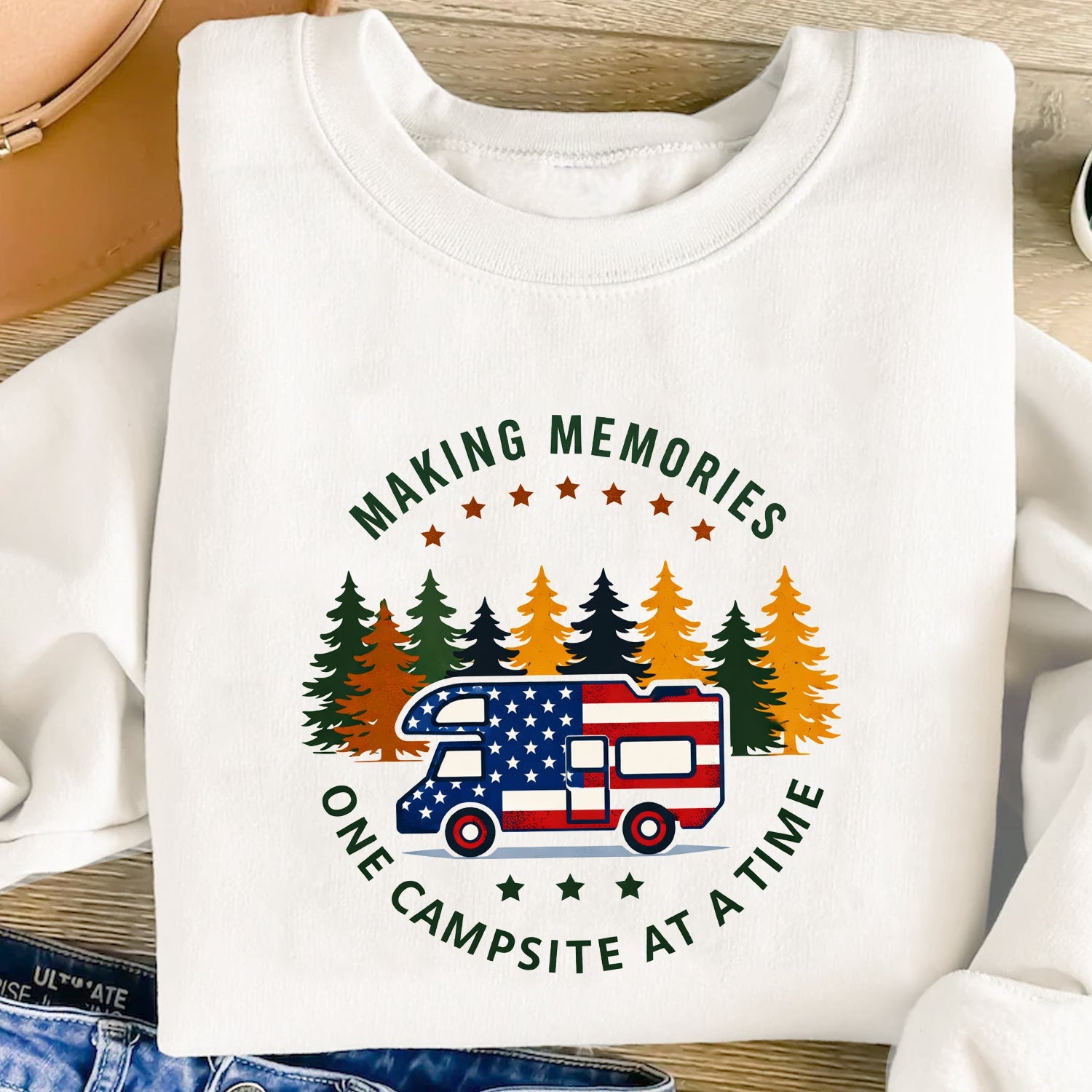 Making Memories One Campsite At A Time RV Camping T-Shirt – Patriotic USA Camper Shirt