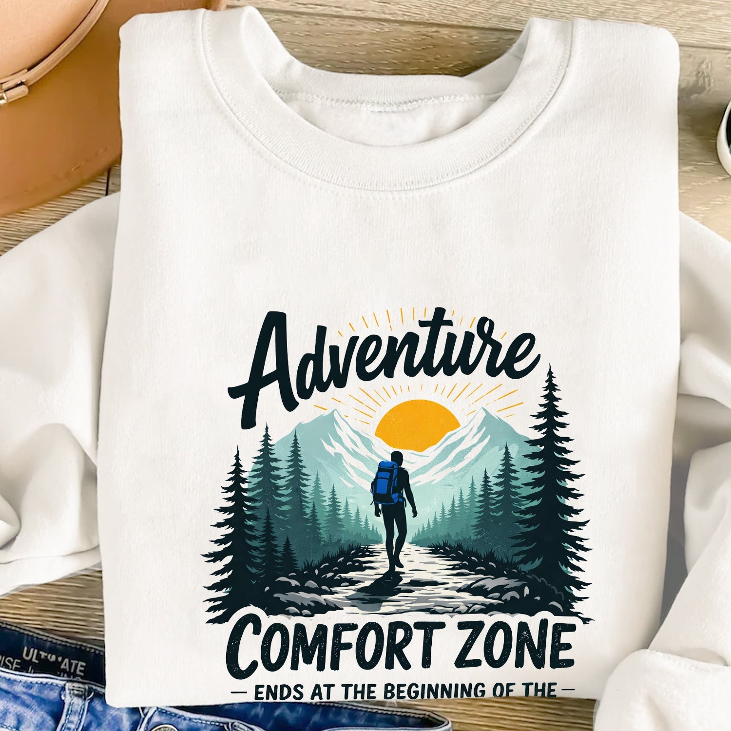 Adventure Comfort Zone T-Shirt – Hiking Motivation Outdoor Tee, Mountain Explorer Nature Shirt